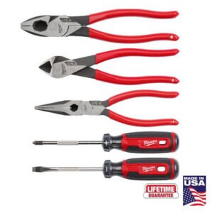 Milwaukee Dipped Grip Cutting Pliers & Cushion Grip Screwdrivers Set (USA), 5 Pieces